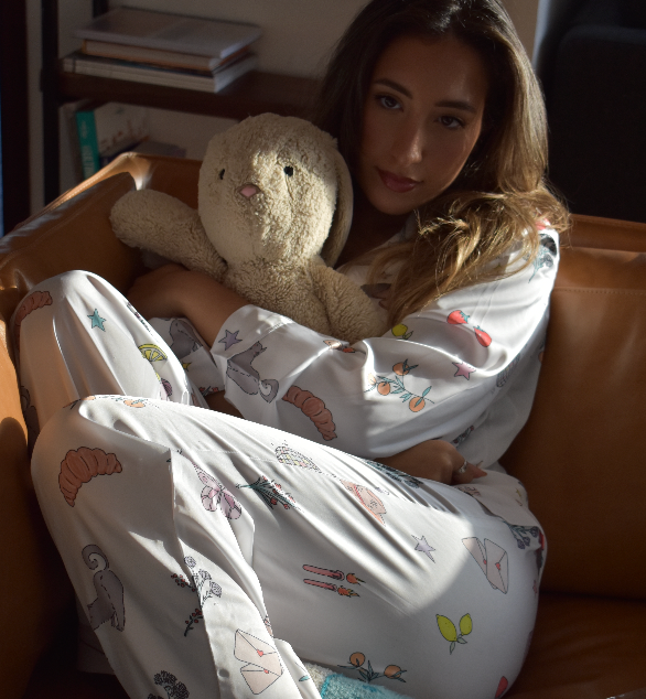 Girls' Night Silk Long Sleeve Top & Pants Set