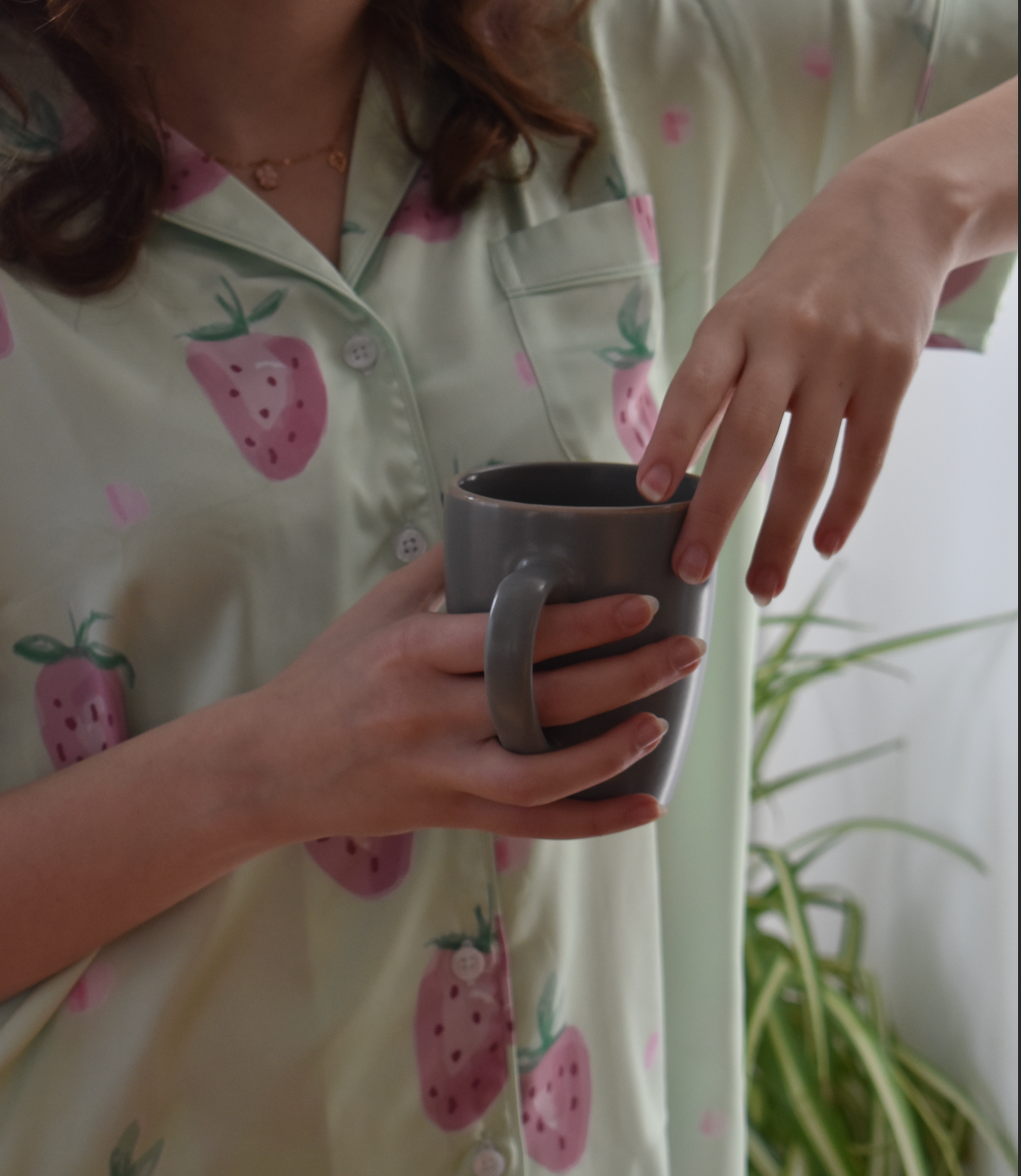Strawberry Pastel Silk Short Sleeve & Shorts Set
