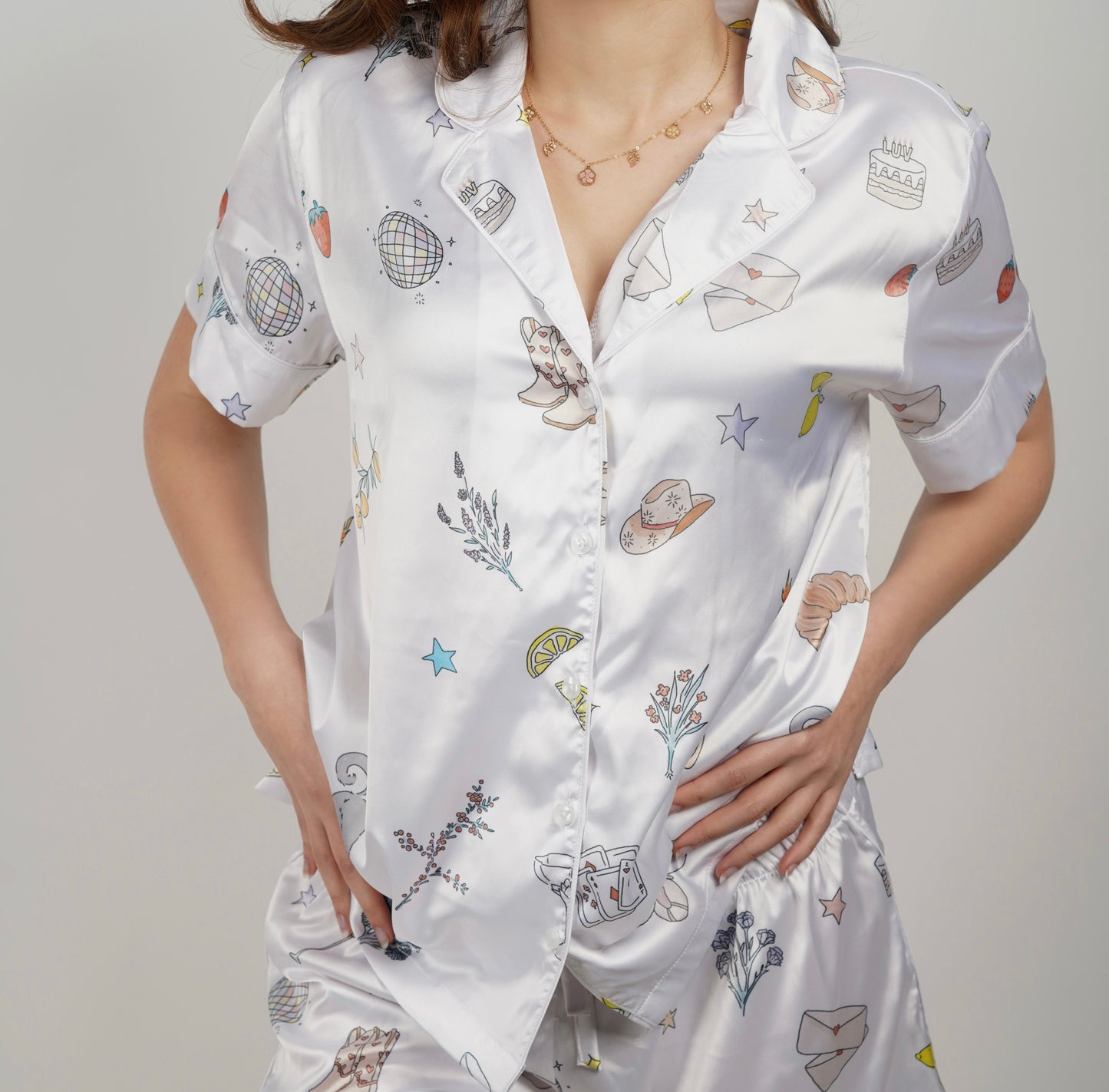 Girls' Night Silk Short Sleeve Top