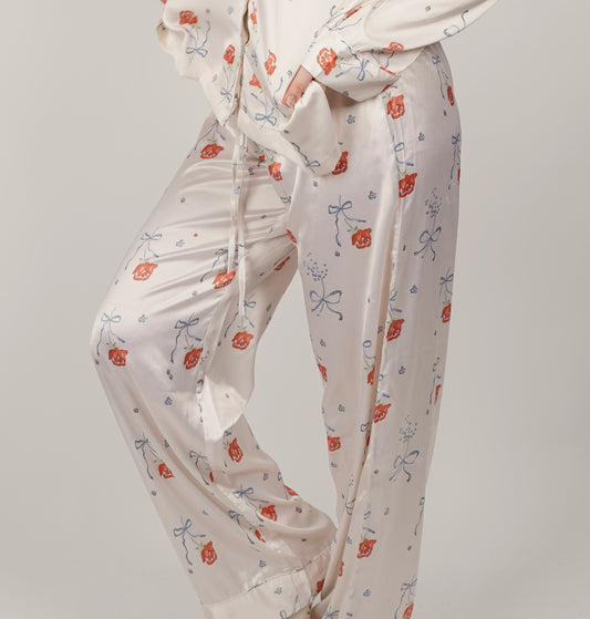 Roses N Bows Silk Pants