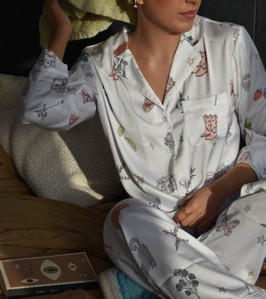 Girls' Night Silk Long Sleeve Top & Pants Set